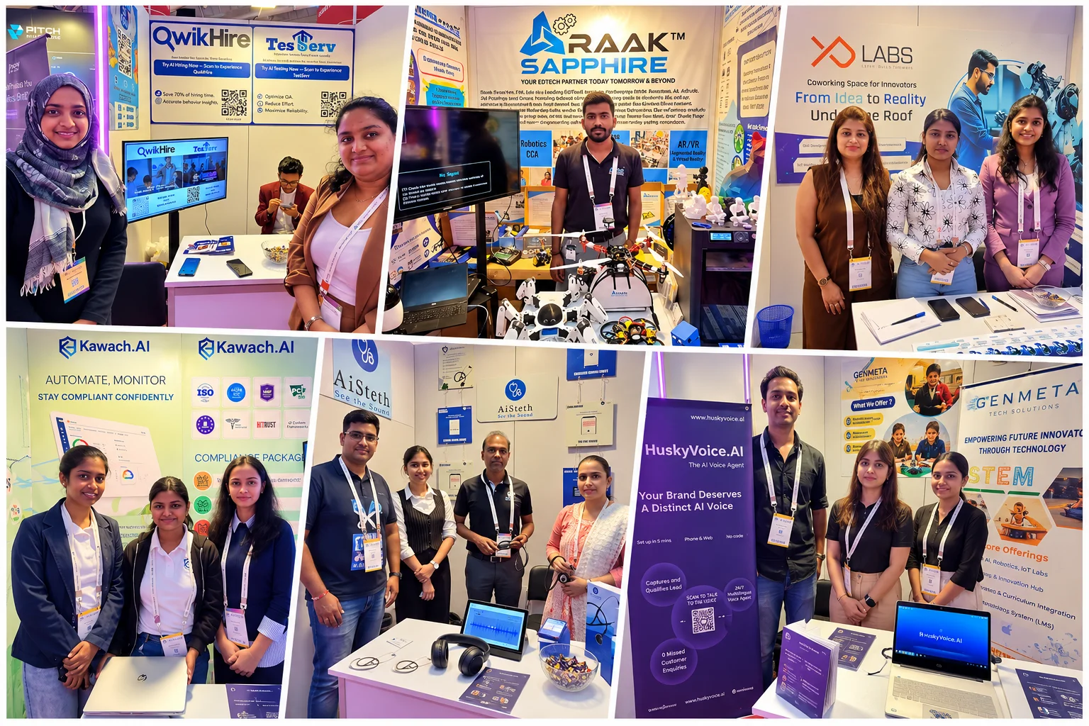 Startup exhibitors showcasing their businesses at Bengaluru Tech Summit