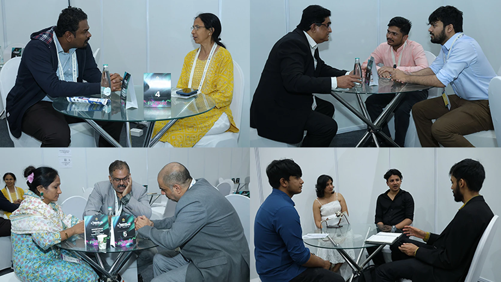 Startup founders receiving advice during one-to-one mentoring sessions at Bengaluru Tech Summit